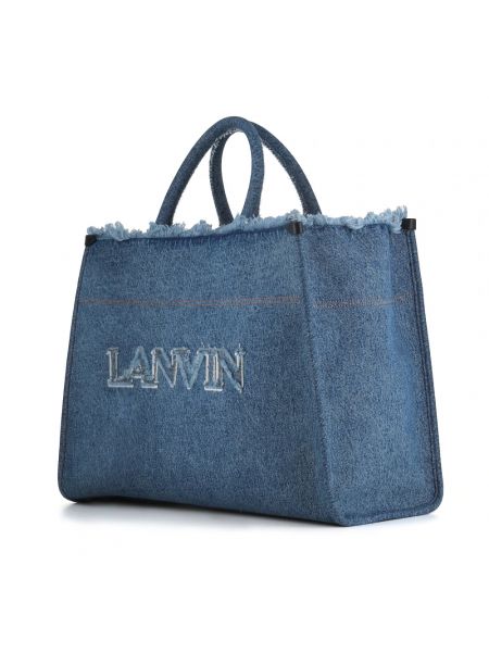 Bolso shopper con flecos Lanvin azul