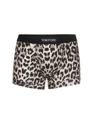 Bavlnené boxerky s leopardím vzorom Tom Ford hnedá