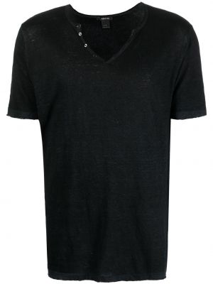 Lanena majica z v-izrezom Avant Toi črna