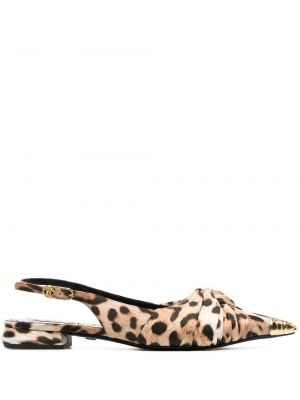Balerinke s printom s leopard uzorkom s otvorenom petom Roberto Cavalli crna