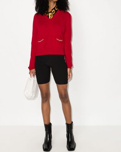 Jersey con escote v de tela jersey Gucci rojo
