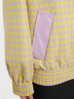 Volnena usnjena jakna s karirastim vzorcem Versace vijolična