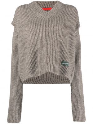 Пуловер с v-образно деколте Commission сиво