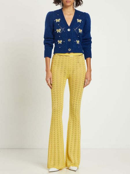 Krajkové kalhoty Alessandra Rich žluté