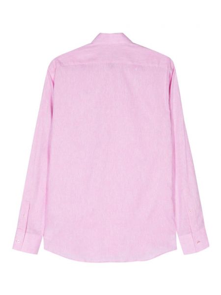 Lněná košile Karl Lagerfeld růžová