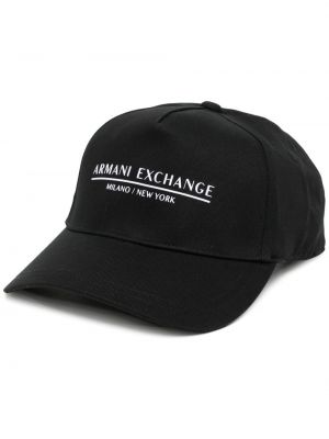 Bavlnená šiltovka s potlačou Armani Exchange čierna