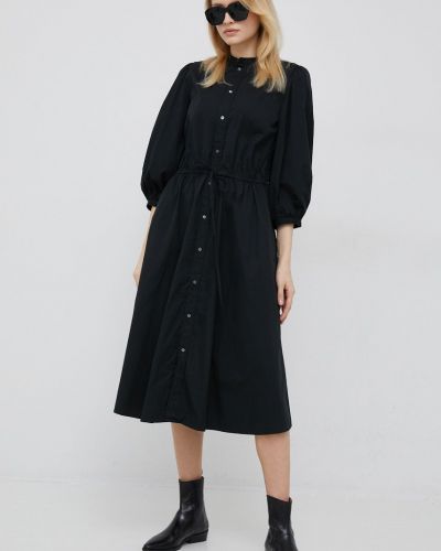 Polo Ralph Lauren pamut ruha fekete, midi, harang alakú