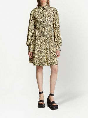 Hemdkleid mit print mit leopardenmuster Proenza Schouler gelb