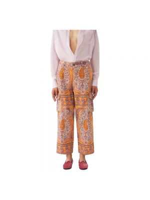 Proste spodnie z nadrukiem Antik Batik pomarańczowe