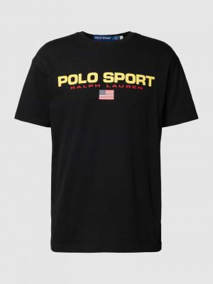 Polo bawełniana z nadrukiem Polo Sport czarna