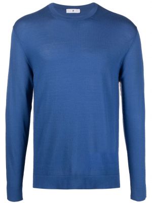 Памучен копринен пуловер Pt Torino синьо