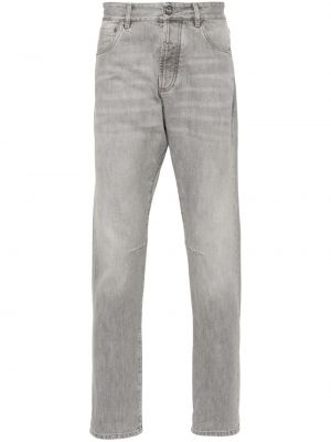Jeans skinny ricamati slim fit Brunello Cucinelli grigio
