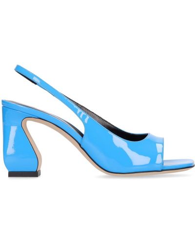 Lakované kožené sandále s otvorenou pätou Si Rossi modrá