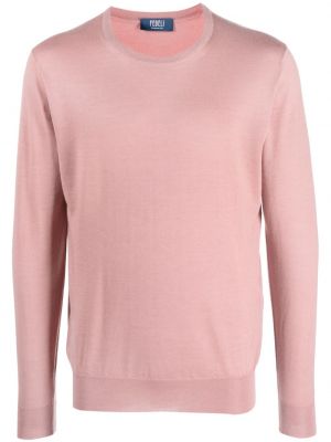 Пуловер от джърси с кръгло деколте Fedeli розово