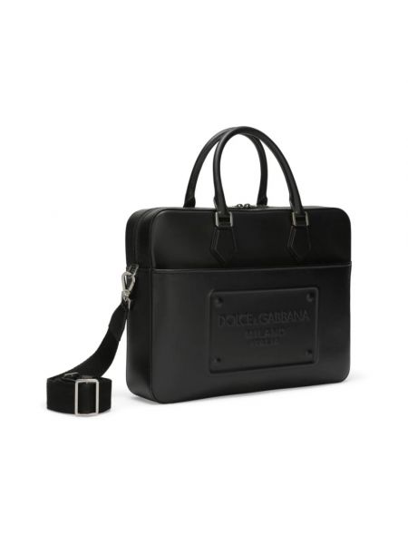 Bolso para portátiles de cuero Dolce & Gabbana negro