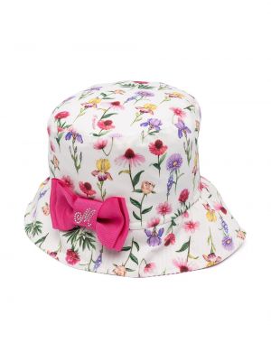 Trykt floral solhatt for jenter Monnalisa hvit