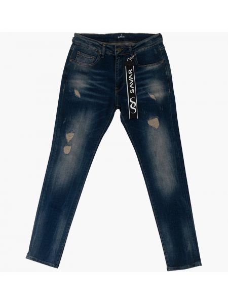 Рваные джинсы Savar синие