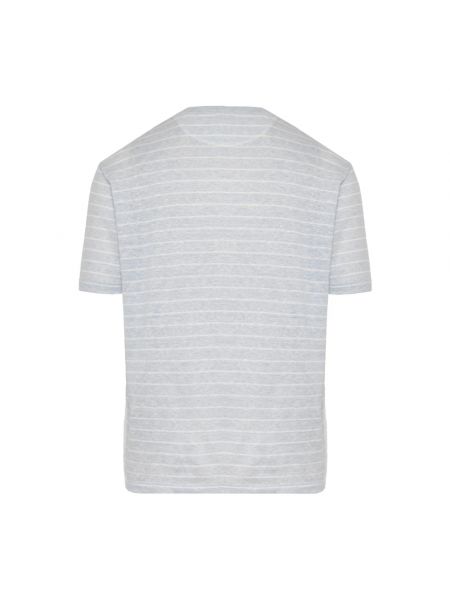 Camiseta de lino de algodón a rayas Eleventy azul