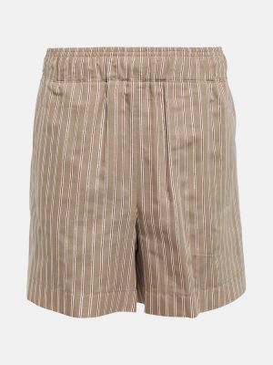 Pantalones cortos de algodón a rayas Brunello Cucinelli beige