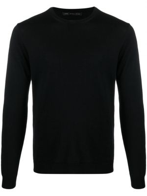 Volneni pulover iz merina z okroglim izrezom Low Brand črna