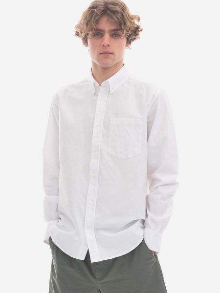 Péřová košile s knoflíky relaxed fit Norse Projects bílá