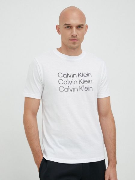 Calvin Klein Performance edzős póló fehér, nyomott mintás