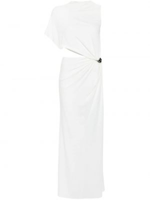Krepové asymetrické dlouhé šaty Courrèges bílé