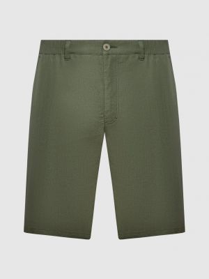 Льняные шорты с вышивкой Stefano Ricci зеленые