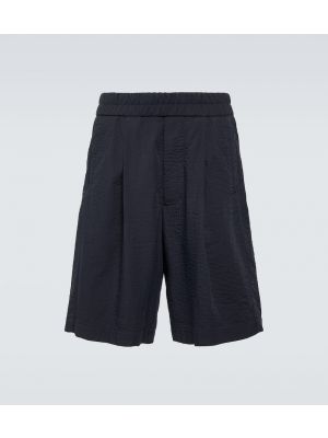 Plisirane pamučne bermuda kratke hlače Giorgio Armani plava