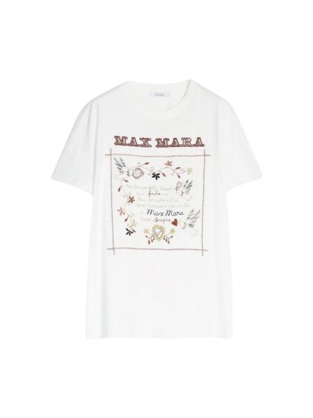 Koszulka bawełniana z krótkim rękawem Max Mara biała