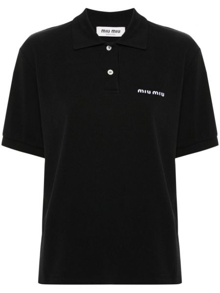 Polo majica z vezenjem Miu Miu črna