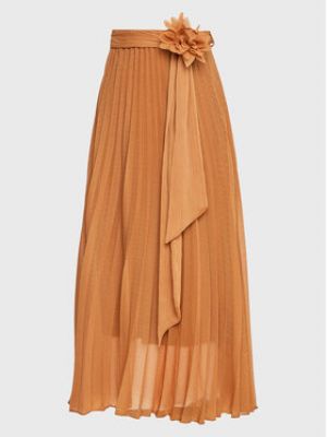 Plisovaná priliehavá dlhá sukňa Dixie hnedá