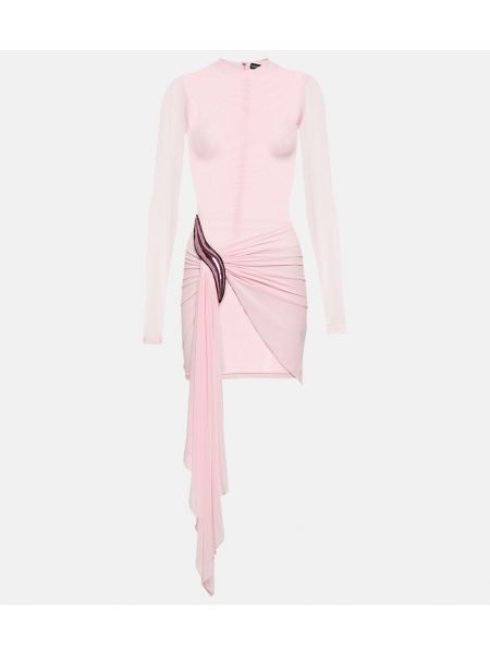 Розовое асимметричное платье мини с драпировкой David Koma