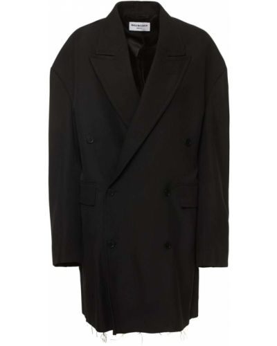 Palton de lână oversize Balenciaga negru
