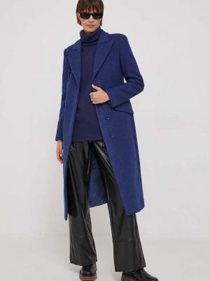 Вълнено палто Sisley синьо