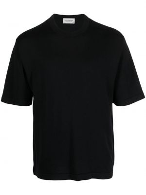 T-shirt en coton avec manches courtes John Smedley noir