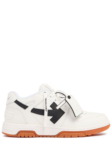 Formella sneakers i läder Off-white vit