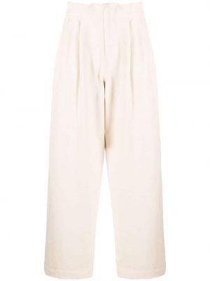 Плисирани панталон Dries Van Noten бяло