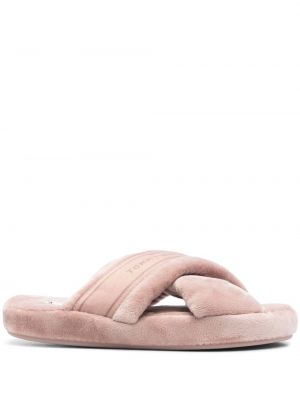 Papuci de casă cu blană Tommy Hilfiger roz