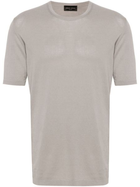 Πλεκτή μπλούζα με στρογγυλή λαιμόκοψη Roberto Collina γκρι