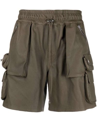 Lädershorts med fickor Amiri grön