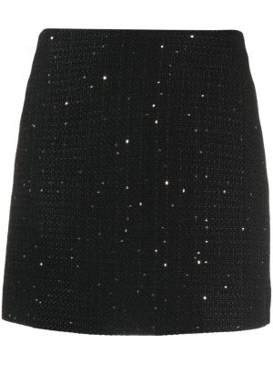 Mini spódniczka z cekinami tweedowa Elie Saab czarna