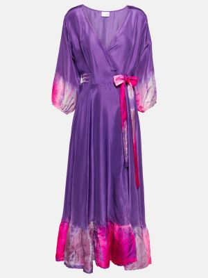 Hedvábné midi šaty Anna Kosturova fialové