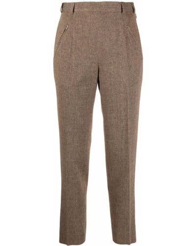 Pantalones de cintura alta de tweed Maison Margiela marrón