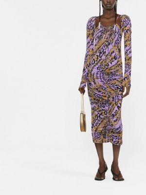 Raštuotas džinsinė suknelė Versace Jeans Couture violetinė
