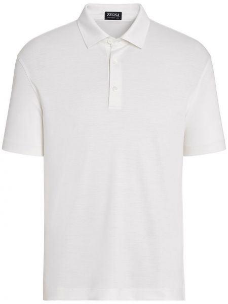Вълнена поло тениска Zegna бяло