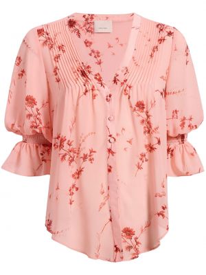 Bluza s cvetličnim vzorcem s potiskom Cinq A Sept roza