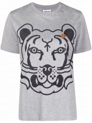 Camiseta con estampado con rayas de tigre Kenzo gris