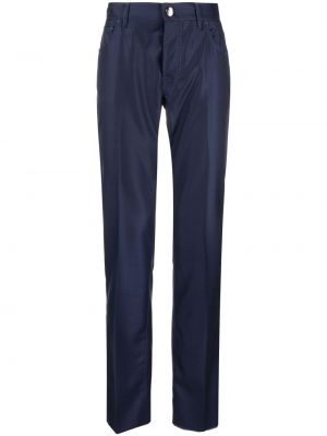 Vlněné rovné kalhoty s výšivkou Corneliani modré