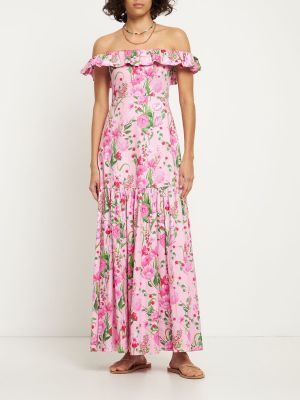 Bavlněné midi šaty Borgo De Nor růžové